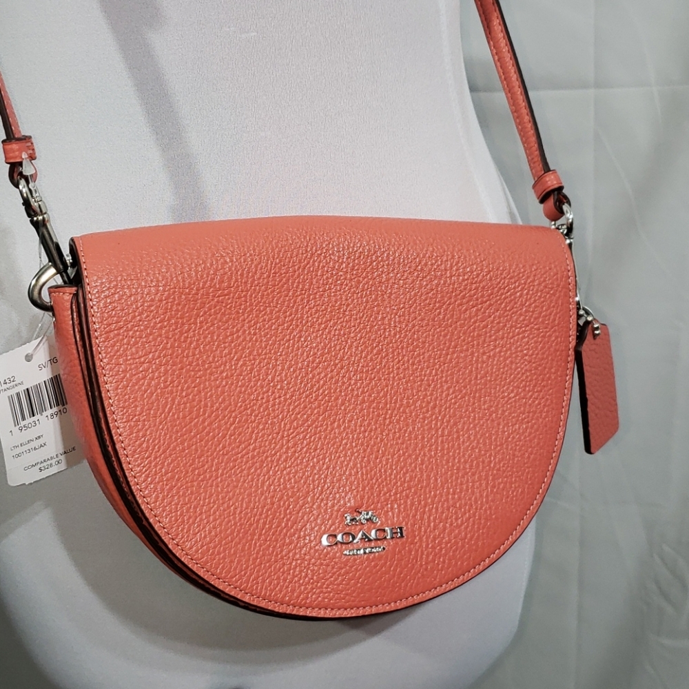 NWT Coach Ellen Crossbody Leather Bag Tangerine - Picture 2 of 13